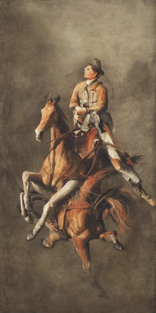 Prompt: a horse riding a horse, art
