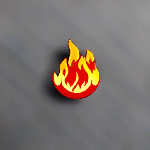 Image similar to a retro minimalistic fire flame warning caution label enamel pin, hd, concept art, artstation