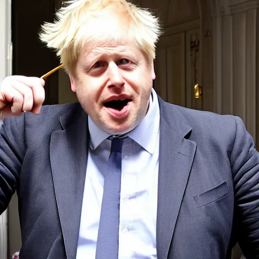 Prompt: Boris Johnson eating beans