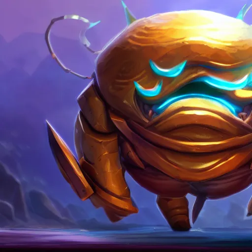 Prompt: Ultimate Rammus Skin, digital painting, 4k, unreal engine, League of Legends Splash Art, Riot Games