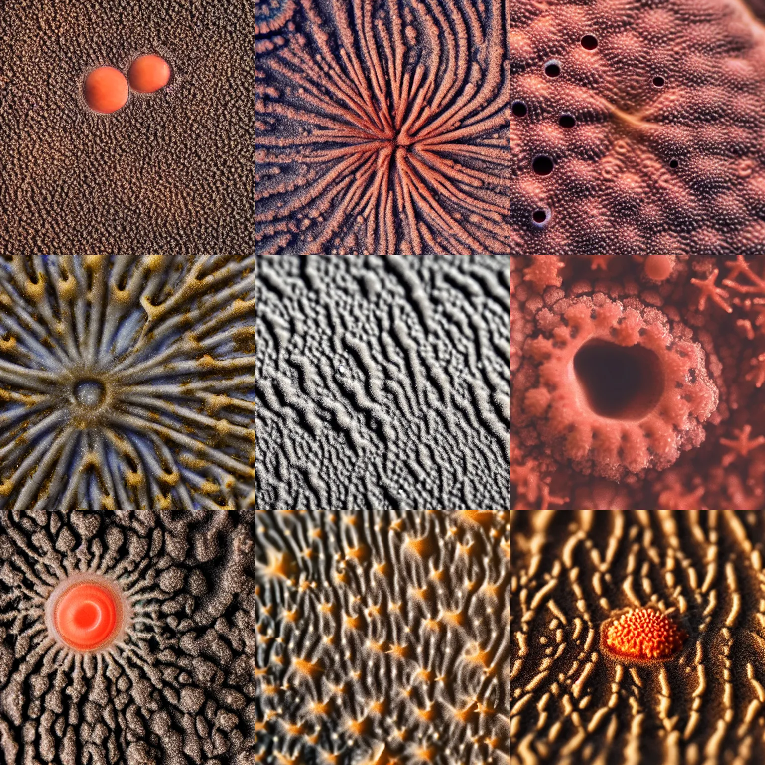 Prompt: a close up of a coral on a sandy beach, a microscopic photo by carol bove, shutterstock contest winner, neoplasticism, macro photography, macro lens, calotype