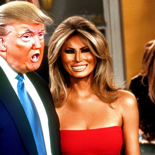 Image similar to still color donald trump and melania trump on tv show married with children 1 9 8 7 8 k, 1 5 0 mp,