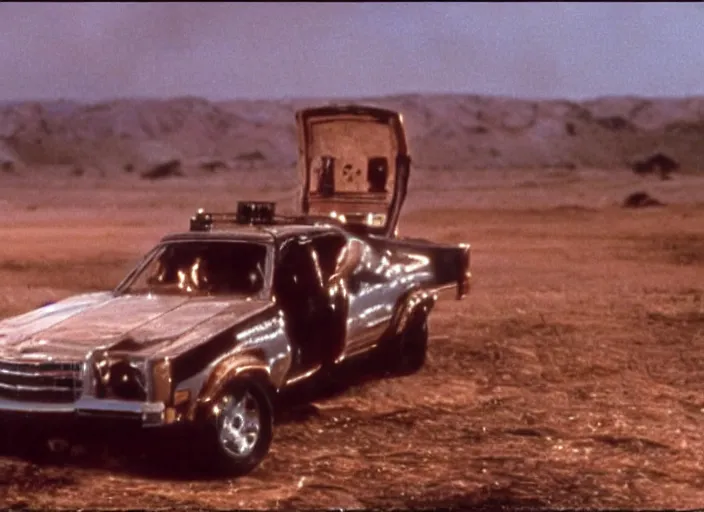 Image similar to El Camino scene from the 1979 science fiction film Muppet Mad Max