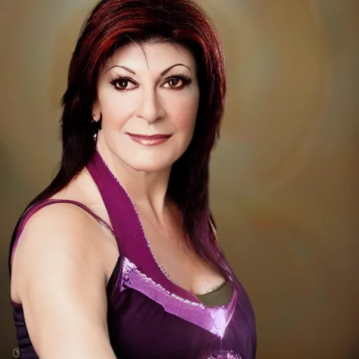 Prompt: photo of a person who looks like a mixture between marina sirtis and gates mcfadden