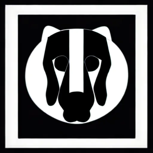 Prompt: minimal geometric dog logo by karl gerstner, monochrome, symmetrical