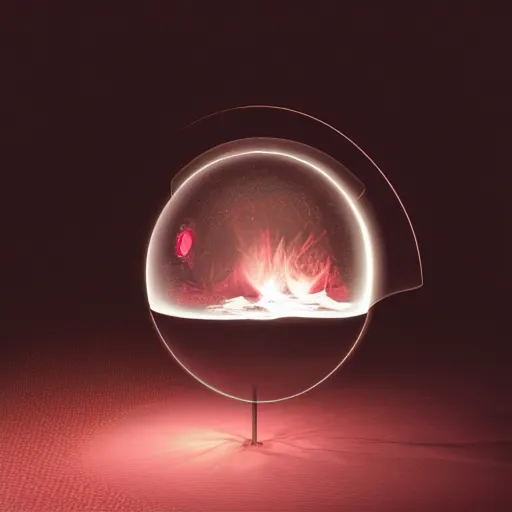 Image similar to fire and haze inside a transparent sphere, vray