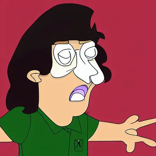 Prompt: weird al in the art style of american dad, cartoon