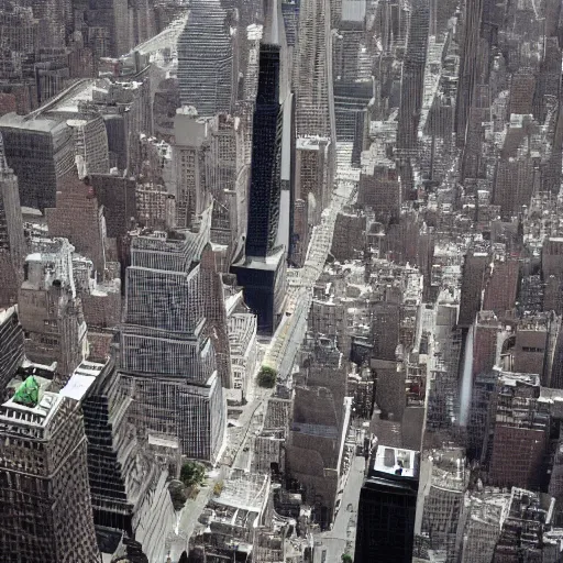 Image similar to Manhattan, but it\'s floating 10 feet above the ground