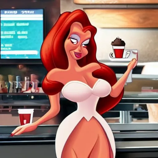 Image similar to jessica rabbit ordering coffee at starbucks