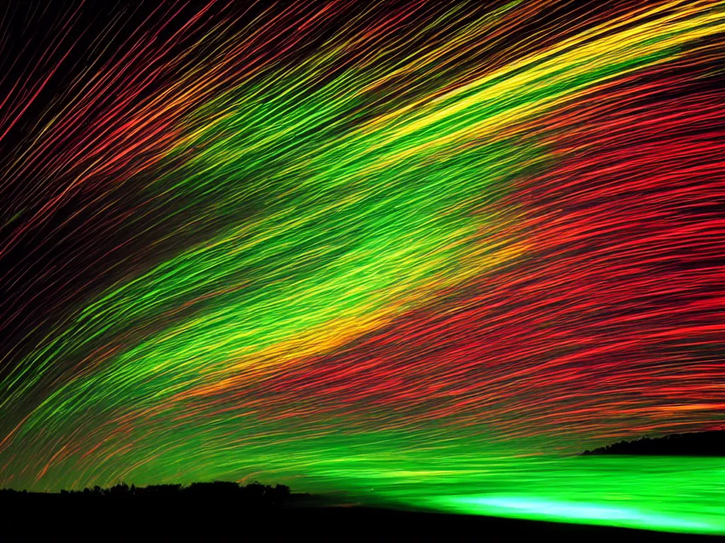 Image similar to beautiful streaks of light moving across the screen with highlights of color