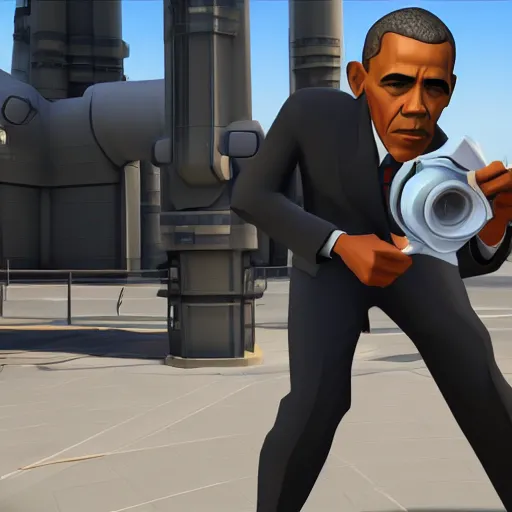 Image similar to obama in TF2 as the spy, high quality SFM Render, TF2 Spy