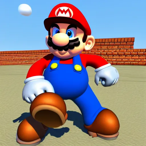 Prompt: super mario 6 4 high quality textures, high poly, 3 d