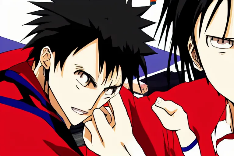 Image similar to hijikata toushirou, anime, short black hair, slam dunk