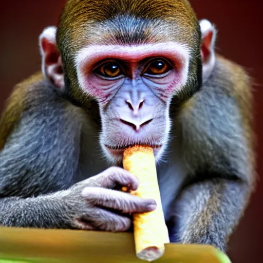 Prompt: monkey smoking a joint