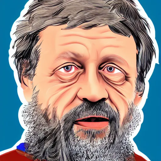 Prompt: Slavoj Zizek, artic explorer, digital art portrait, 4k