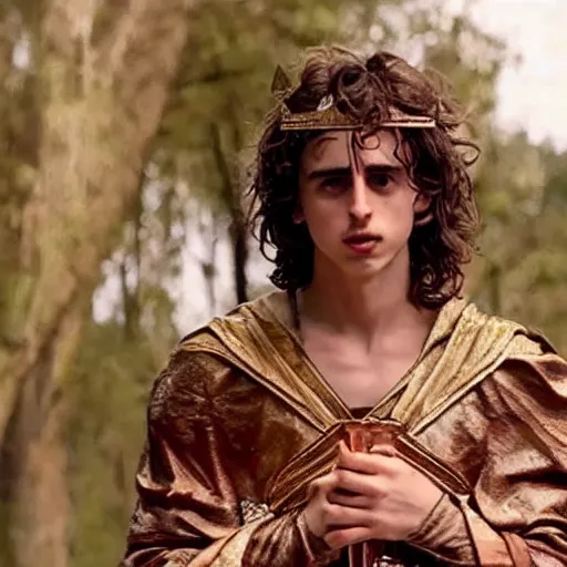 Image similar to Promo footage of Timothy Chalamet as Leonitas in 2029 300 remake