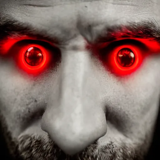 Image similar to a man with red glowing eyes