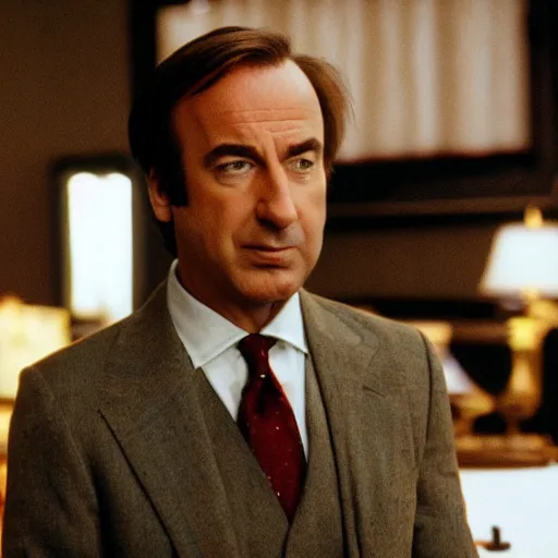 Prompt: still of saul goodman in a martin scorsese movie, 8 0 mm film