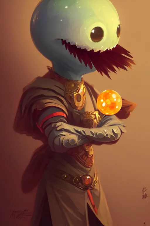 Image similar to anthropomorphic gumball as a D&D character with googly eyes, fantasy, portrait, sharp focus, intricate, elegant, digital painting, artstation, matte, highly detailed, concept art, illustration, ambient lighting, art by ilya kuvshinov, artgerm, Alphonse mucha, and Greg Rutkowski