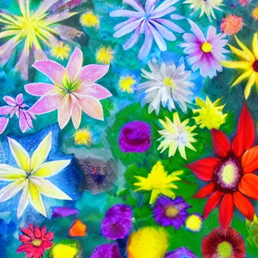 Prompt: shattered earth, full of flowers and colors, hyperrealistic, flickr