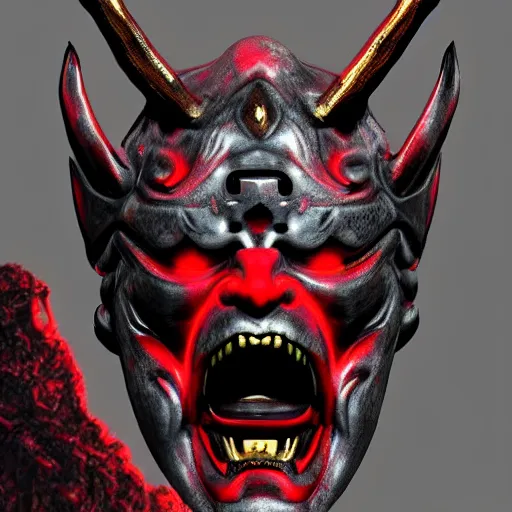 Image similar to demon samurai mask on hell by mario feng, mohamed reda
