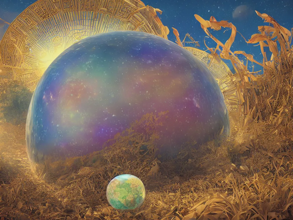 Image similar to 3 d render, sunlight study, the universe is a spheroid region 7 0 5 meters in diameter, art nouveau, by maria sibylla merian and ( ( ( ( ( lisa frank ) ) ) ) ), 8 k, sharp focus, octane render