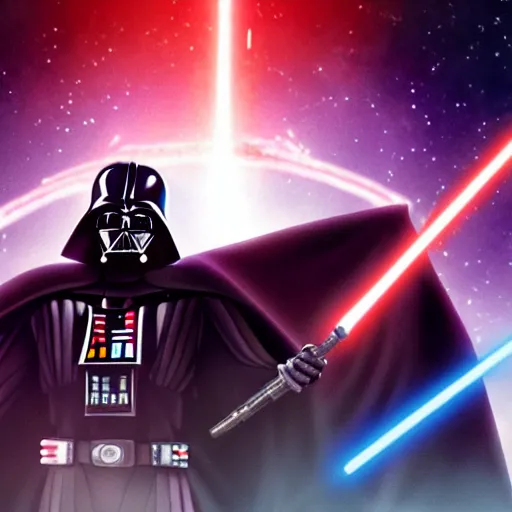 Image similar to Darth Vader in the anime Pokémon movie, film still