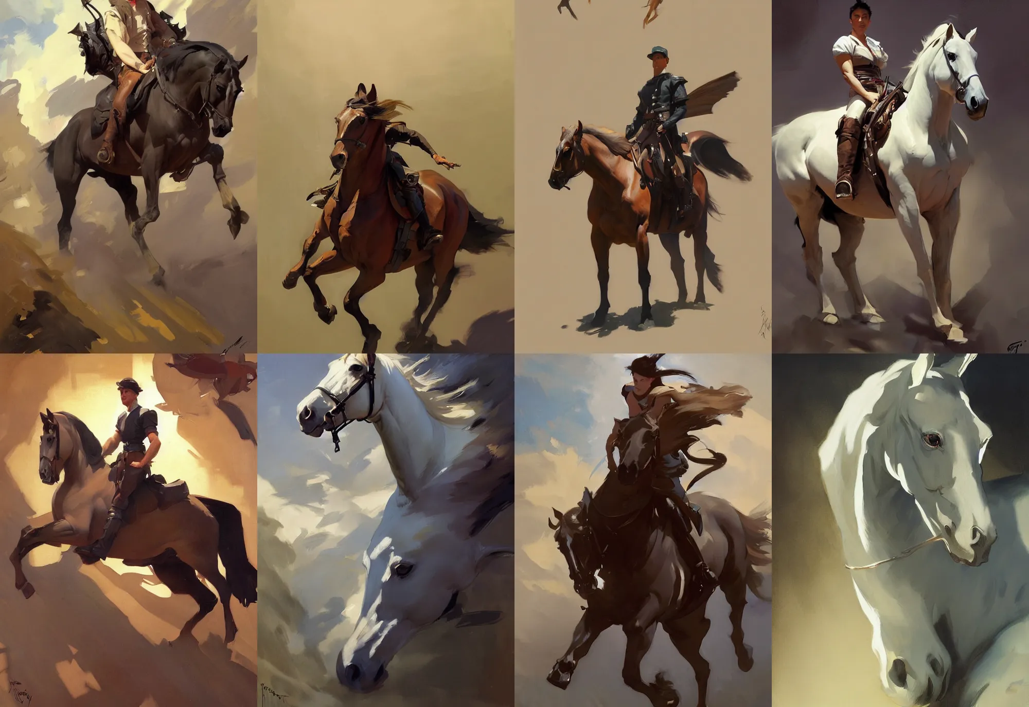 Image similar to portrait of horse greg manchess painting by sargent and leyendecker, studio ghibli, fantasy, medium shot, asymmetrical, intricate, elegant, matte painting, illustration, hearthstone, by greg rutkowski, by greg tocchini, by james gilleard, by joe fenton