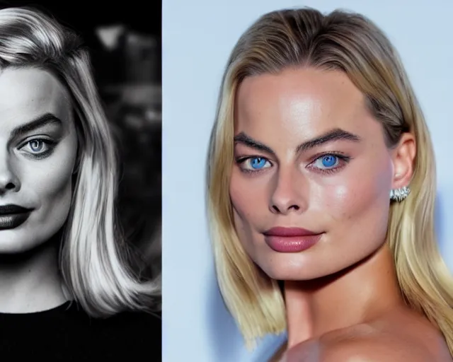 Prompt: a photo of margot robbie modeling the new iphone, hyper realistic face, beautiful eyes, cinematic, long shot, hyper detailed, 8 5 mm photograph, 8 k resolution, film still, sharp lens, wide lens