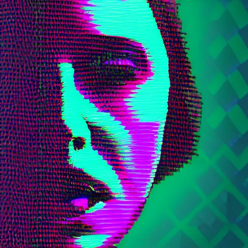 Prompt: Karen O of the Yeah Yeah Yeahs. Glitch effect. Pixel glitch. Chromatic Aberration. data moshing glitch art. 4k.