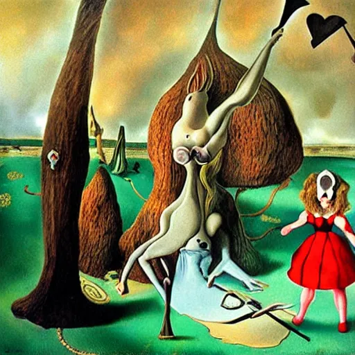 Image similar to alice in wonderland by salvador dali