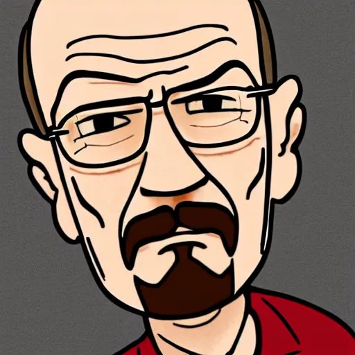 Image similar to a cell shaded cartoon still of walter white