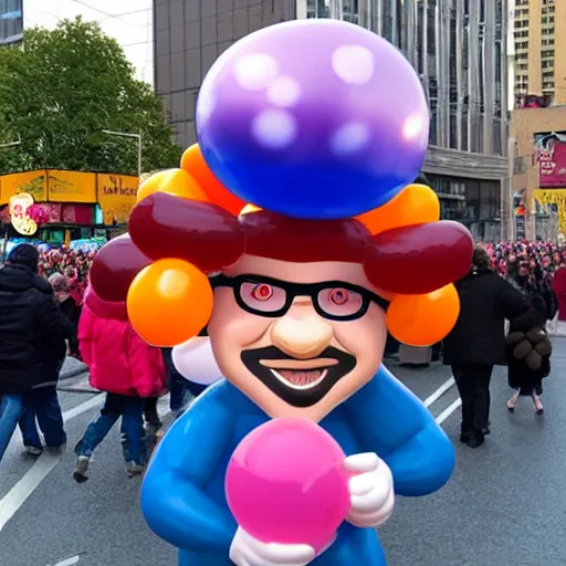 Prompt: steve brule balloon at the macy's day parade