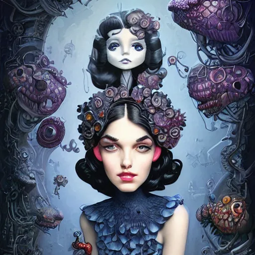 Image similar to Lofi portrait in laboratory, Pixar style by Joe Fenton and Stanley Artgerm and Tom Bagshaw and Tim Burton