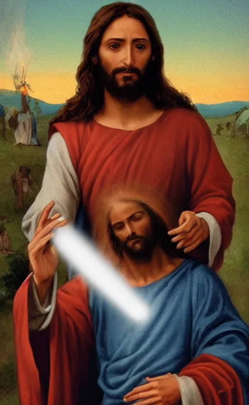 Prompt: jesus holding a vape