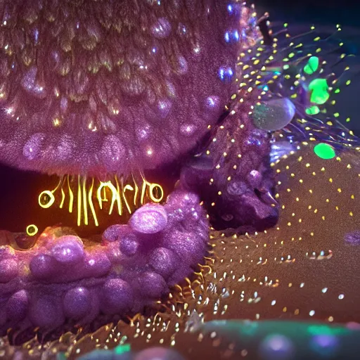 Image similar to chest plate, floating, rbc, radiolaria, protophyta, micro - organisms, center frame, symmetric, rim light, marine microbiology, bioluminescence, electric, fur, soft, concept art, intricate details, highly detailed, colorful, photorealistic, disney pixar, octane render, iridescent, anime, 8 k