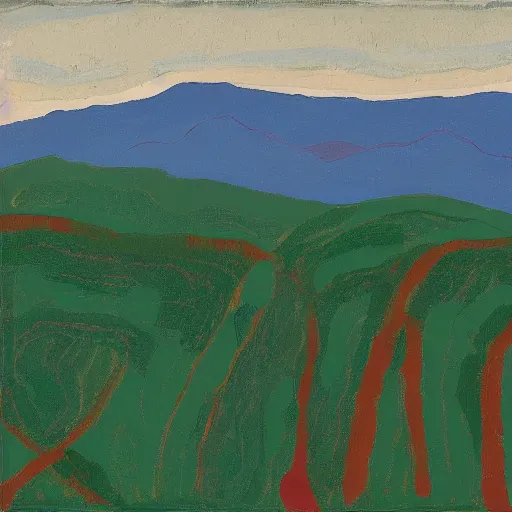 Prompt: hudson highlands by etel adnan,