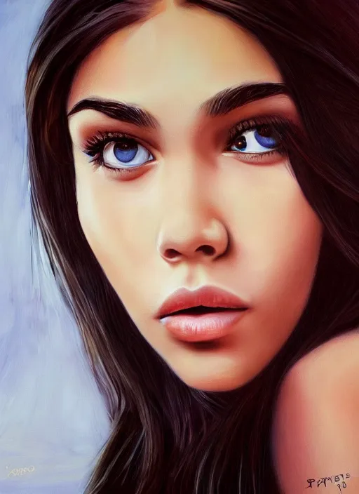 Image similar to Madison Beer realistic 3D portrait by ian spriggs