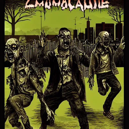 Prompt: zombie apocalypse, digital art, horror style