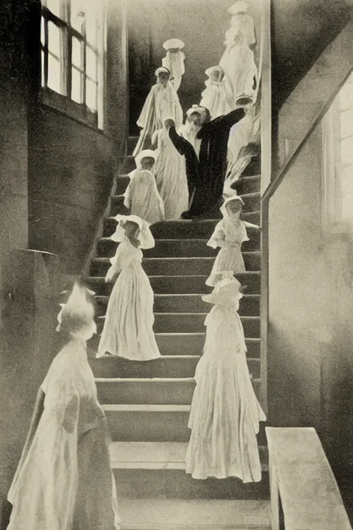 Image similar to victorian ghosts descending a staircase by alfred stieglitz albumin print 1 9 0 0 s