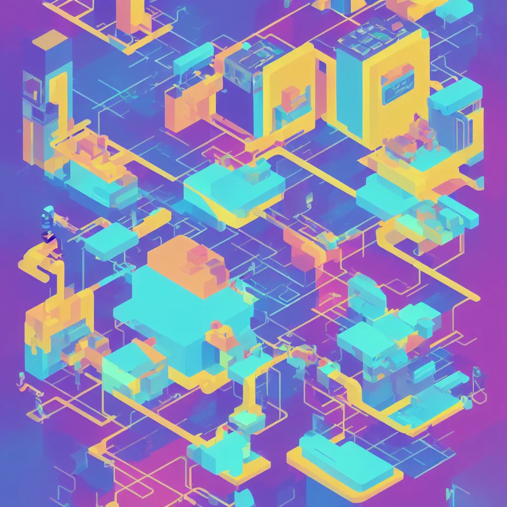 Image similar to a simple micro-service deployed to a datacenter, cloud, security, attack vector, trending on Artstation, painting by Jules Julien, Leslie David and Lisa Frank, muted colors with minimalism