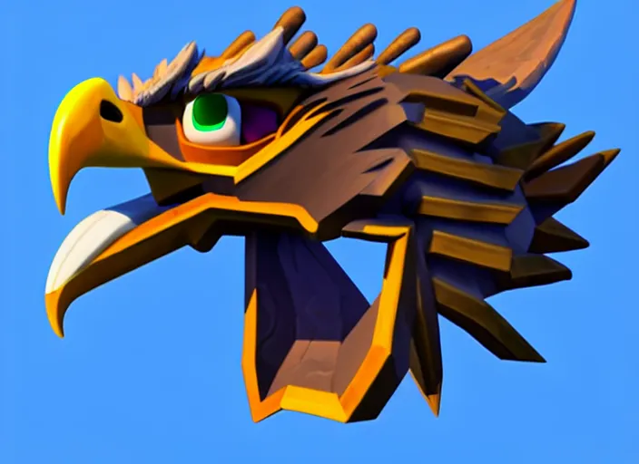 Image similar to eagle head, stylized stl, 3 d render, activision blizzard style, hearthstone style, crash bandicoot artstyle