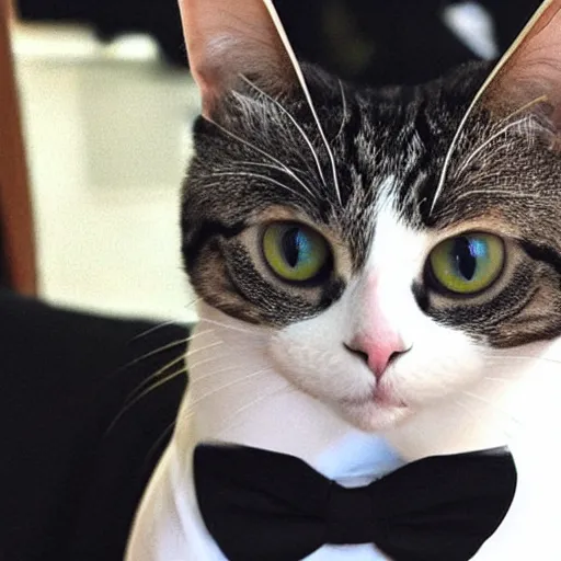Prompt: cat wearing a tuxedo