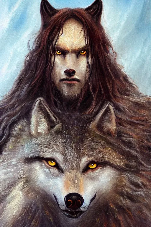 Prompt: oil painting of blaidd the half - wolf, elden ring, video game