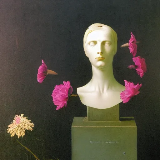 Prompt: Caspar David Friedrich, award winning masterpiece with incredible details, Caspar David Friedrich, a surreal vaporwave vaporwave vaporwave vaporwave vaporwave painting by Caspar David Friedrich of an old pink mannequin head with flowers growing out, sinking underwater, highly detailed Caspar David Friedrich