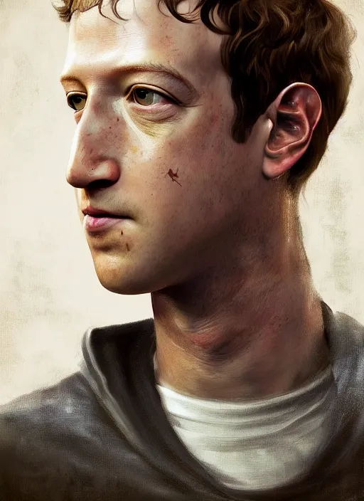 Image similar to portrait of mark zuckerberg with demon eyes and snake tongue, hyper detailed, digital art, trending in artstation, cinematic lighting, studio quality, smooth render, unreal engine 5 rendered, octane rendered, art style by klimt and nixeu and ian sprigger and wlop and krenz cushart.