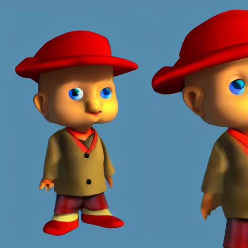 Image similar to 3 d rendered portrait of twinsen from little big adventure 2