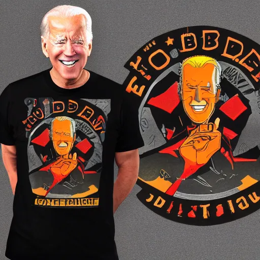 Image similar to joe biden with naruto t - shirt design, concept art, trending on artstation,