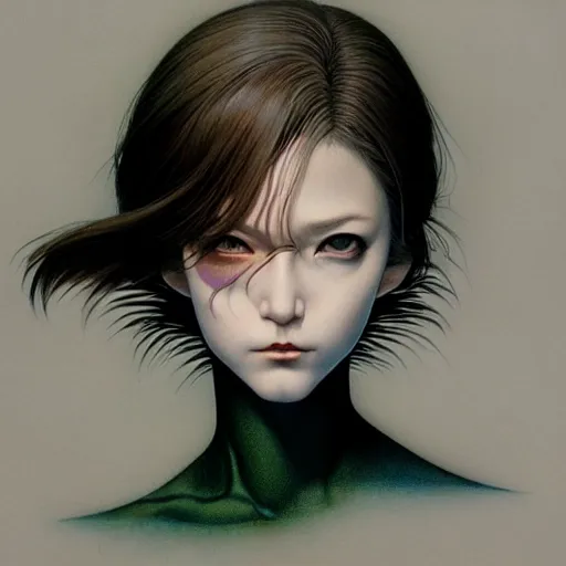 Image similar to prompt : 3 d render hyper real soft light dramatic light portrait of rogue painted in miyazaki color style drawn by katsuhiro otomo and takato yamamoto, inspired by fables, china doll face, smooth face feature, intricate oil painting, high detail, sharp high detail, manga and anime 2 0 0 0