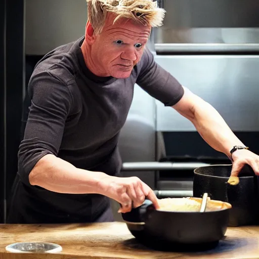 Image similar to gordon ramsay making food inside a toilet